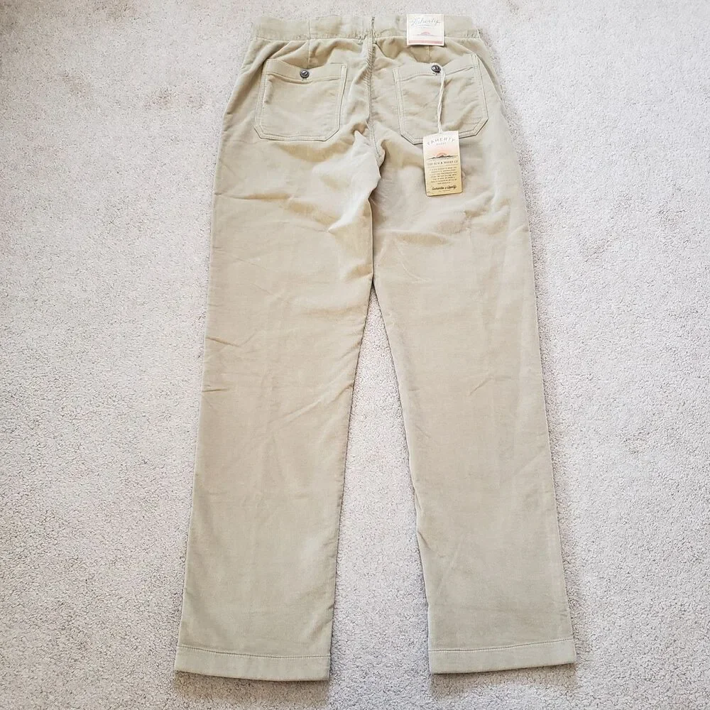 NWT Faherty Stretch Terry Corduroy Size Small Mens Barley Brown Utility Pants